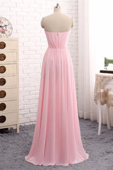 Party Dress Code Ideas, Elegant Strapless A-line Pink Chiffon Long Prom Dresses Girly Dresses