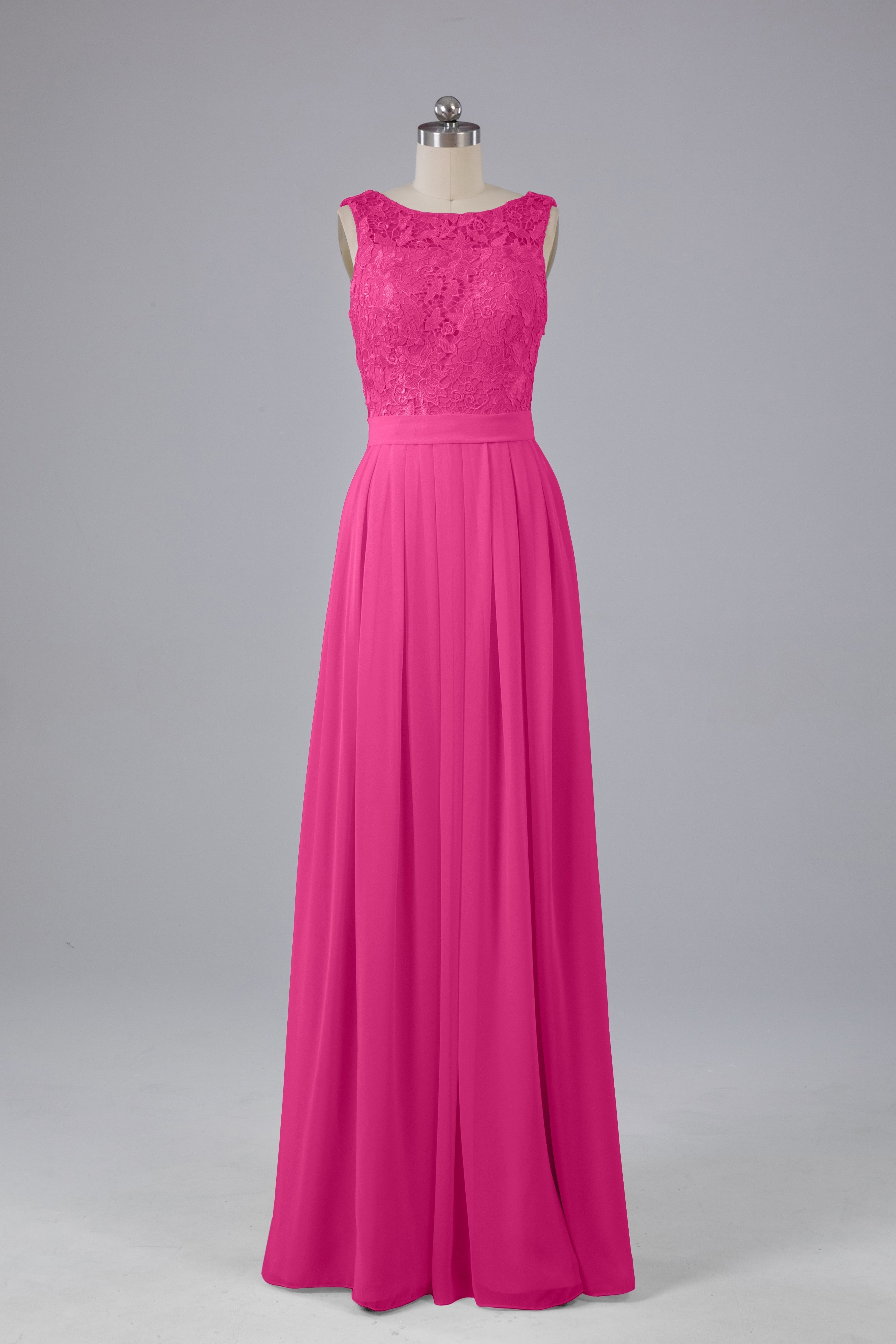 Homecoming Dresses Classy, A-line Lace Top Floor Length Chiffon Bridesmaid Dresses