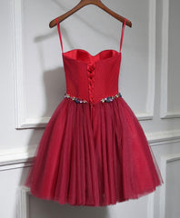 Pleated Dress, Cute Sweet Neck Short Prom Dress, Mini Dresses