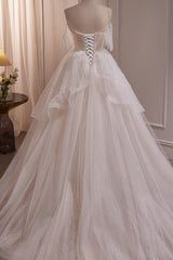 Wedding Dress 2021, Elegant Tulle Spaghetti Straps Ball Gown Wedding Dress with Beads