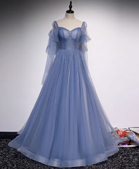 Evening Dresses Australia, A line Blue Long Prom Dress, Blue Formal Graduation Dress with Beading