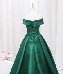 Bridesmaid Dress Fall, A-line Green Satin Sweetheart Formal Dress, Green Long Evening Dress Prom Dress
