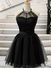 Bridesmaid Dresses Designer, A-line Halter Ruffles Short/Mini Tulle Dress