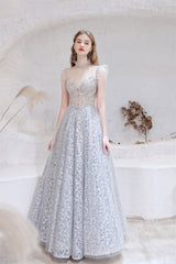 Evening Dresses 2051, A Line Jewel Neck Floor Length Sleeveless Zipper Prom Dresses