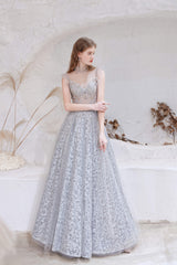 Evening Dress Long Elegant, A Line Jewel Neck Floor Length Sleeveless Zipper Prom Dresses