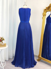 Bridesmaid Dresses Styles, A-line Jewel Ruffles Floor-Length Chiffon Dress
