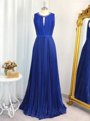 Bridesmaid Dresse Styles, A-line Jewel Ruffles Floor-Length Chiffon Dress