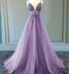 Party Dress White, A line Lilac Long Prom Dresses Party Evening Gowns