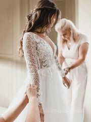 Wedding Dress Classy Elegant, A-Line/Princess Scoop Cathedral Train Tulle Wedding Dresses With Appliques Lace