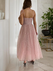 Homecoming Dress Pretty, A-Line/Princess Spaghetti Straps Ankle-Length Homecoming Dresses