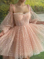 Formal Dresses For Fall Wedding, A-Line/Princess Spaghetti Straps Short/Mini Homecoming Dresses