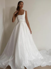 Wedding Dress Elegant Simple, A-Line/Princess Square Chapel Train Wedding Dresses