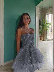 Bridesmaid Dress Styles, A-Line/Princess Strapless Short/Mini Homecoming Dresses With Ruffles
