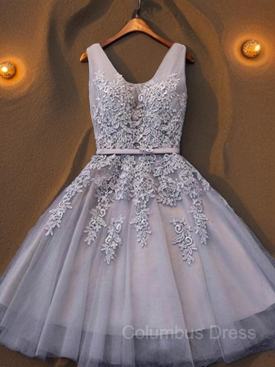 Bridesmaid Dresses Sale, A-Line/Princess Straps Short/Mini Tulle Homecoming Dresses With Appliques Lace