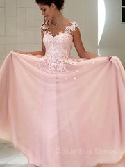 Bridesmaid Dress Blush, A-Line/Princess Sweetheart Floor-Length Tulle Evening Dresses With Appliques Lace