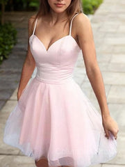 Prom Dresses 3 28 Sleeves, A-Line/Princess Sweetheart Short/Mini Tulle Homecoming Dresses