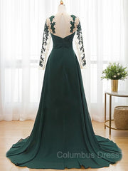 Club Outfit, A-Line/Princess Sweetheart Sweep Train Chiffon Mother of the Bride Dresses With Appliques Lace