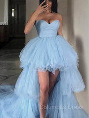 Party Dresses Long Dress, A-Line/Princess Sweetheart Sweep Train Tulle Prom Dresses