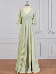 Prom Dress Chiffon, A-Line/Princess V-neck Floor-Length Chiffon Mother of the Bride Dresses