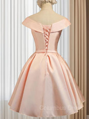 Bridesmaids Dress Shopping, A-Line/Princess V-neck Short/Mini Satin Homecoming Dresses With Bow