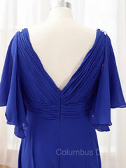 Homecoming Dress Boutiques, A-Line/Princess V-neck Sweep Train Chiffon Mother of the Bride Dresses With Beading
