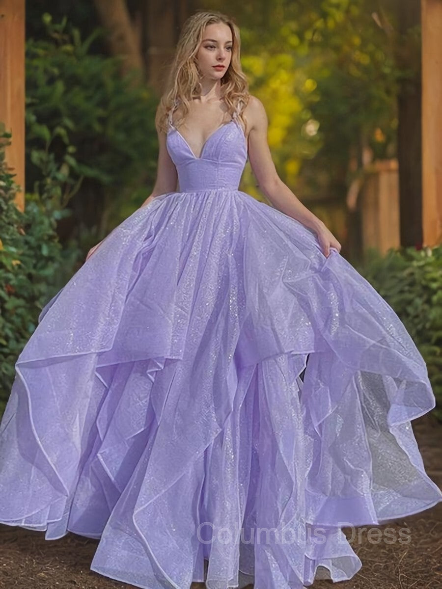 Party Dresses Shops, A-Line/Princess V-neck Sweep Train Prom Dresses