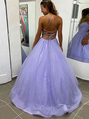 Prom Dresses Two Piece, A-Line/Princess V-neck Sweep Train Prom Dresses With Pockets
