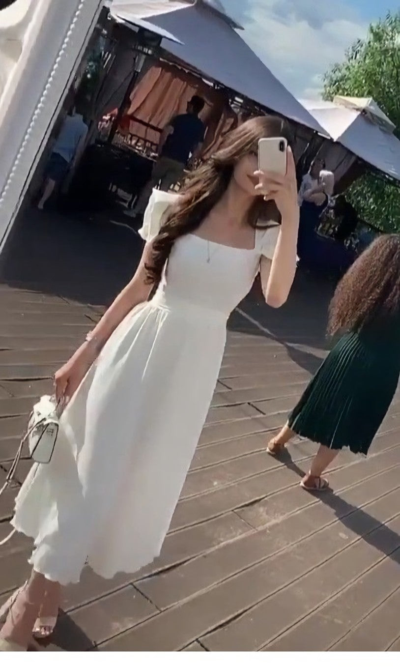 Formal Dresses Corset, A Line Prom Dress, White Evening Dress