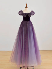 Prom Dresses Mermaide, A-Line Purple Long Prom Dress, Purple Tulle Evening Dress