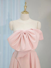 Evening Dress Wholesale, A-Line Satin Pink Long Prom Dress, Pink Long Formal Dress