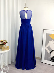Bridesmaid Dresses Winter, A-line Scoop Appliques Lace Floor-Length Chiffon Dress