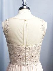 Bridesmaid Dresses By Color, A-line Scoop Appliques Lace Floor-Length Chiffon Dress