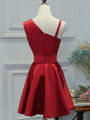 Formal Dress Outfit Ideas, A Line Short Red Prom Dresses, Short Red Graduation Homecoming Dresses