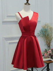 Formal Dress Elegant, A Line Short Red Prom Dresses, Short Red Graduation Homecoming Dresses