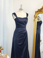 Bridesmaids Dresses Near Me, A-line Spaghetti Straps Ruffles Floor-Length Elastic Woven Satin Dress