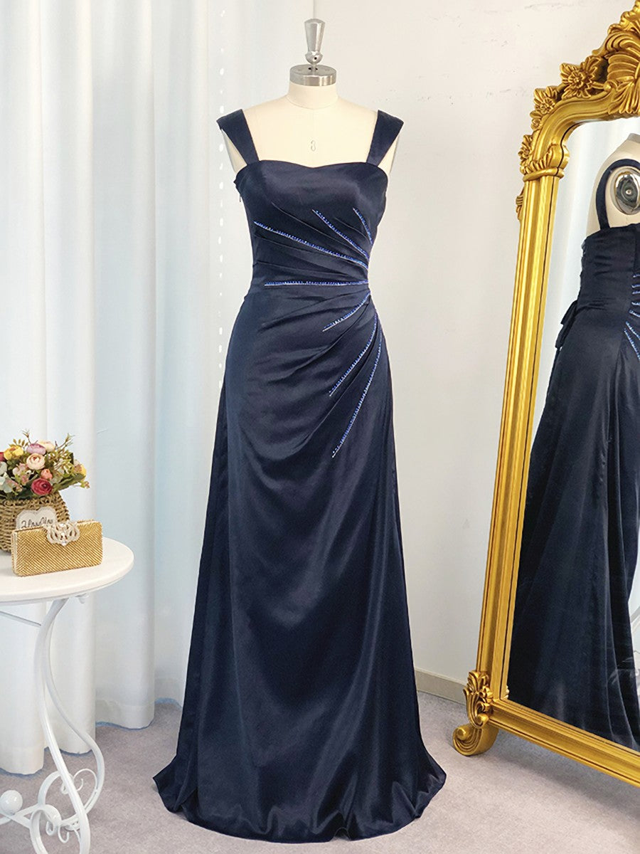 Bridesmaid Dresses Near Me, A-line Spaghetti Straps Ruffles Floor-Length Elastic Woven Satin Dress
