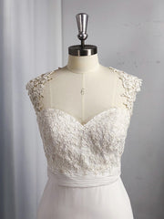 Bridesmaid Dress Website, A-line Sweetheart Appliques Lace Floor-Length Chiffon Dress