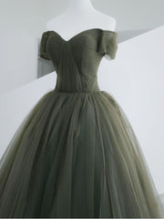 Prom Dresses Blushes, A-Line Sweetheart Neck Green Long Prom Dress, Sweep Train Green  Formal Dress