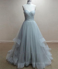 Wedding Dresses Mermaid, A-Line Sweetheart Neck Grey Prom Dresses, Formal Dresses, Grey Wedding Dresses
