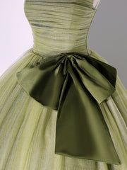 Bridesmaids Dresses Formal, A Line Tulle Green Long Prom Dress, Green Tulle Evening Party Dresses