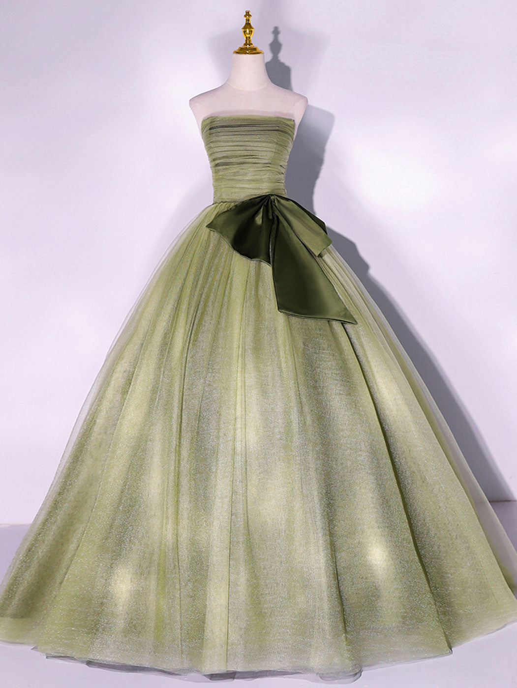 Bridesmaid Dress Elegant, A Line Tulle Green Long Prom Dress, Green Tulle Evening Party Dresses