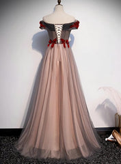 Formal Dress For Wedding Guests, A-line Tulle Ruched Embellished Prom Dress, Long Party Dress