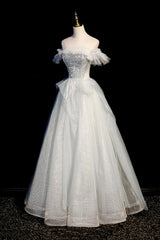 Prom Dress2032, A-Line Tulle Sequins Long Prom Dress, Off the Shoulder Evening Dress