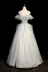Prom Dressed 2032, A-Line Tulle Sequins Long Prom Dress, Off the Shoulder Evening Dress