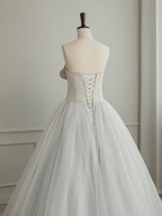 Homecoming Dresses With Sleeves, A-Line Tulle White Long Prom Dress, White Formal Party Dress