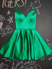 Prom Dress Two Pieces, A Line V Neck Short Green Prom Dresses, Short Green V Neck Formal Homecoming Dresses