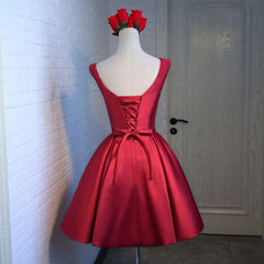 Evening Dress Elegant, Adorable Cute Wine Red Satin Short Prom Dress , New Party Dress