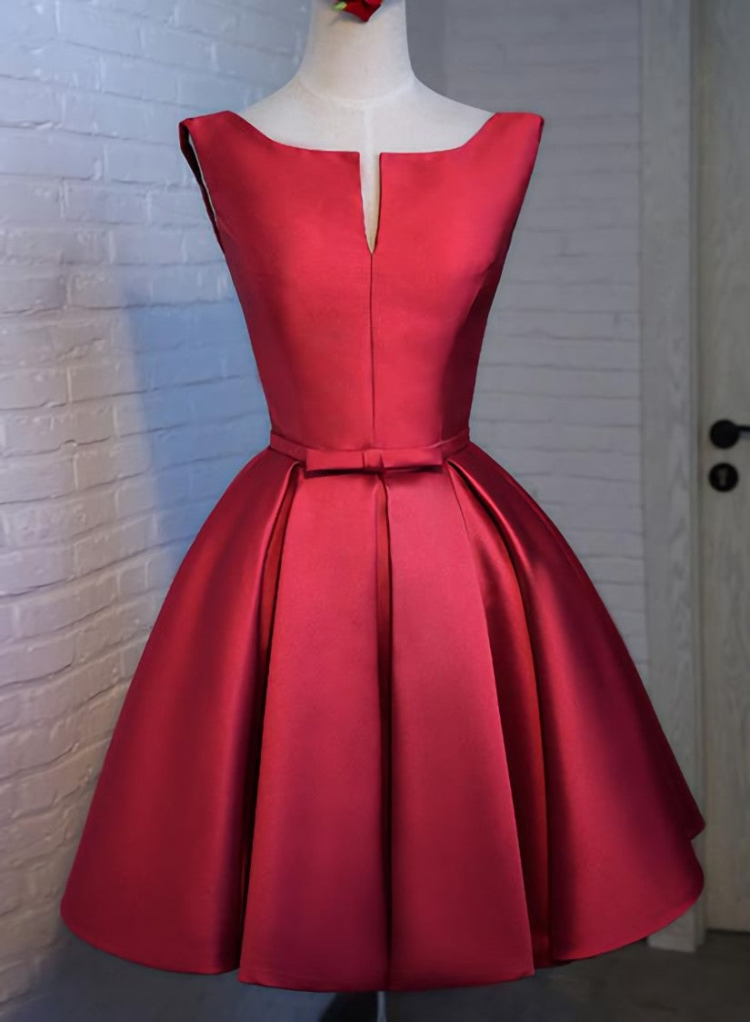 Evening Dresses Cheap, Adorable Cute Wine Red Satin Short Prom Dress , New Party Dress