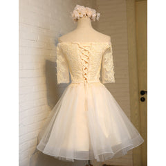 Corset Prom Dress, Adorable Knee Length Tulle with Lace Applique Party Dress, Homecoming Dress