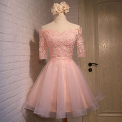 Party Outfit Night, Adorable Knee Length Tulle with Lace Applique Party Dress, Homecoming Dress